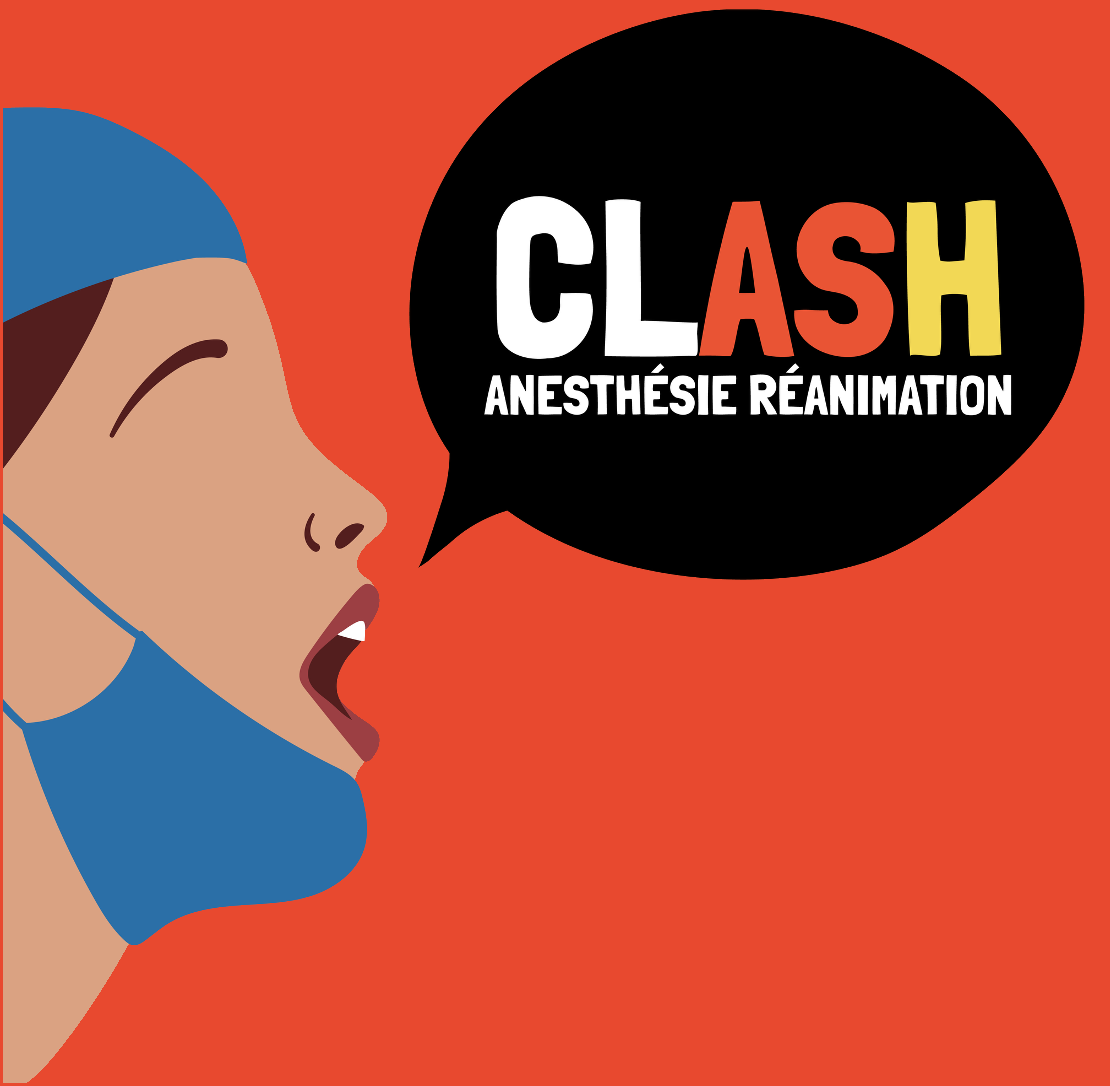 Illustration CLASH — une soignante prend la parole, bulle CLASH Anesthésie Réanimation
